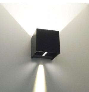 APPLIQUE CUBO LED 6W FARO FARETTO LAMPADA DA PARETE MURO DOPPIA LUCE Nero,Luce Calda 3000K