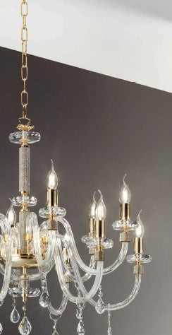 APPLIQUE DIDO 2 LUCI CRISTALLO E ORO ATTACCO E14 L.35CM