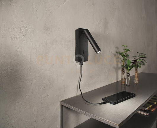 APPLIQUE TELESCOPE A LED NERO 3000K 270LM 3W ORIENTABILE