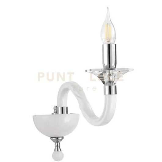 APPLIQUE RAVEL 1 LUCI BIANCO E CROMO ATTACCO E14 H.29CM