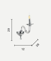 APPLIQUE RAVEL 1 LUCI BIANCO E CROMO ATTACCO E14 H.29CM