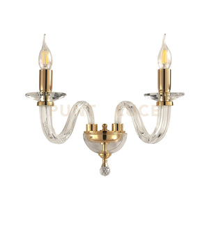 APPLIQUE RAVEL 2 LUCI CRISTALLO E ORO ATTACCO E14 L.37CM