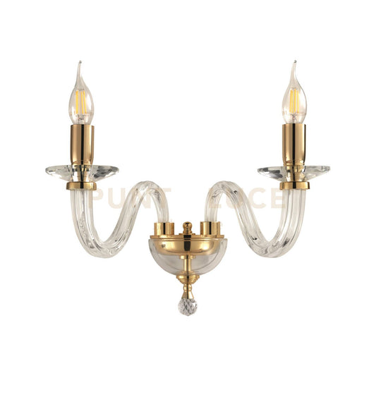 APPLIQUE RAVEL 2 LUCI CRISTALLO E ORO ATTACCO E14 L.37CM