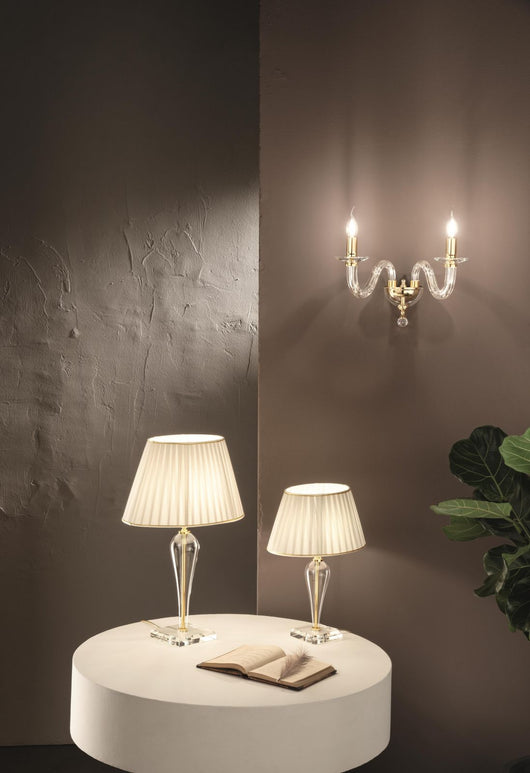 APPLIQUE RAVEL 2 LUCI CRISTALLO E ORO ATTACCO E14 L.37CM