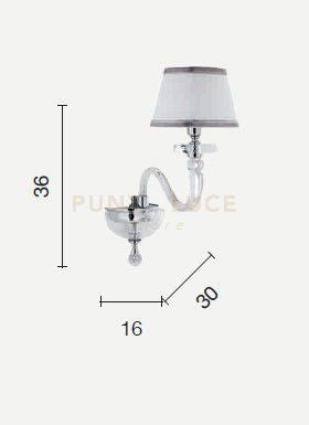 APPLIQUE BACH 1 LUCE CRISTALLO E ORO H.36CM CON PARALUME