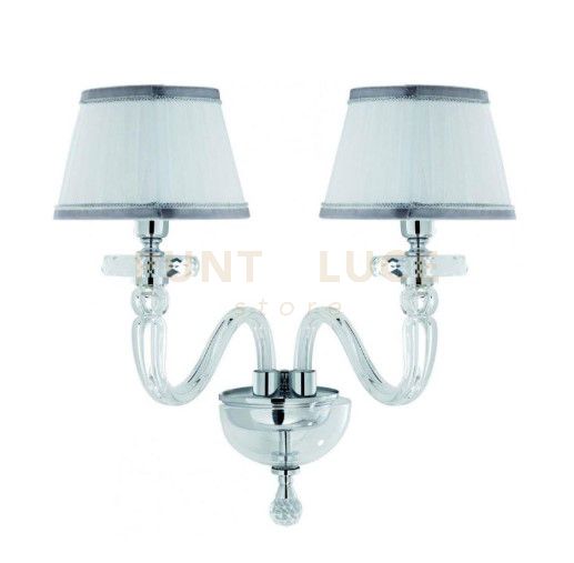 APPLIQUE BACH 2 LUCI CRISTALLO E CROMO ATTACCO E14 CON PARALUMI