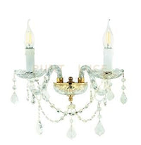 APPLIQUE OPERA 2 LUCI CRISTALLO E ORO ATTACCO E14 L.37CM