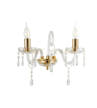 MARIA TERESA APPLIQUE MT/2 L6 PASTORSLE 2 LUCI CRISTALLO E ORO ATTACCO E14 L.32CM