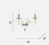 APPLIQUE DEBUSSY 2 LUCI TRASPARENTE ORO ATTACCO E14 L.38CM