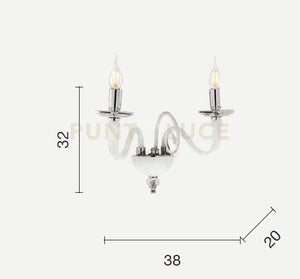 APPLIQUE DEBUSSY 2 LUCI TRASPARENTE ORO ATTACCO E14 L.38CM