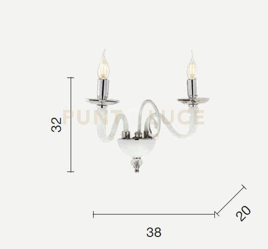 APPLIQUE DEBUSSY 2 LUCI TRASPARENTE ORO ATTACCO E14 L.38CM