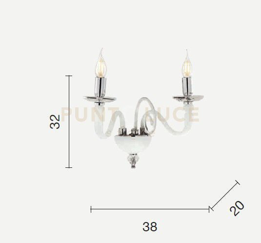 APPLIQUE DEBUSSY 2 LUCI TRASPARENTE ORO ATTACCO E14 L.38CM