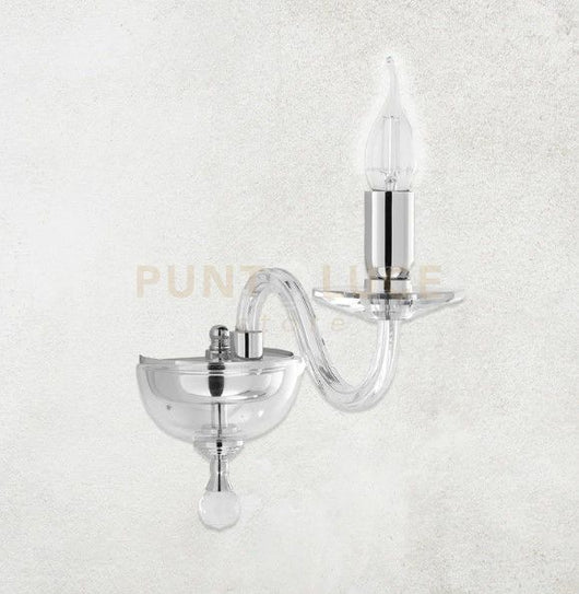 APPLIQUE 1306 1 LUCE TRASPARENTE E CROMO ATTACCO E14 H.20CM