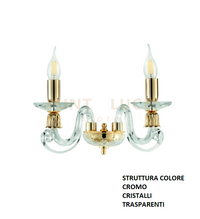 APPLIQUE 1306 2 LUCI TRASPARENTE E CROMO ATTACCO E14 L.36CM