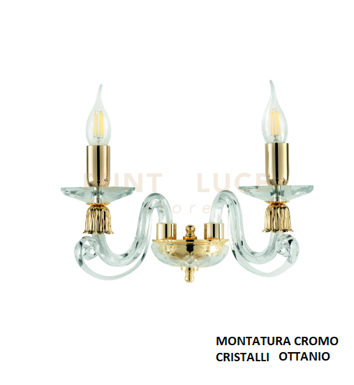 APPLIQUE 1306 2 LUCI OTTANIO E CROMO ATTACCO E14 L.36CM
