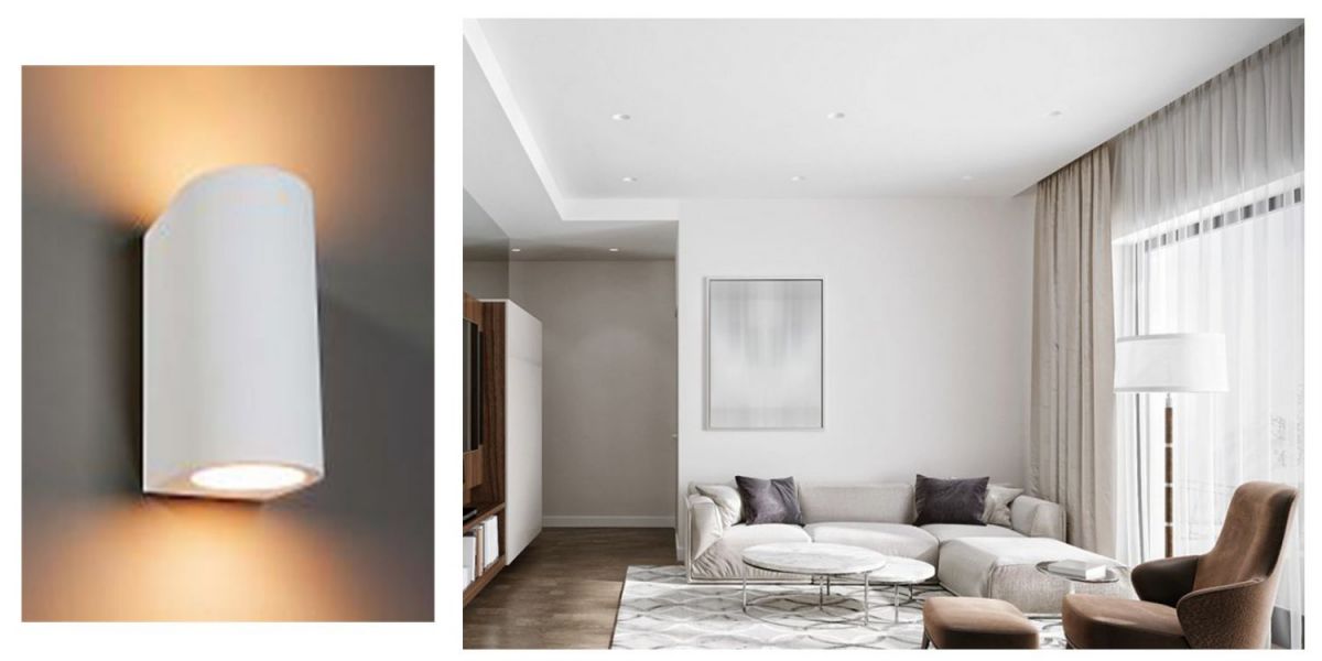 APPLIQUE LAMPADA INTERNO CILINDRO GESSO BIANCO DOPPIA LUCE