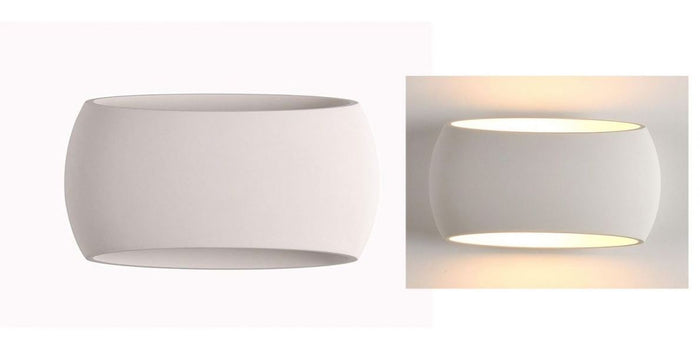 Applique Lampada Interno Rettangolo Gesso Bianco Doppia Fascio di Luce GS-5021