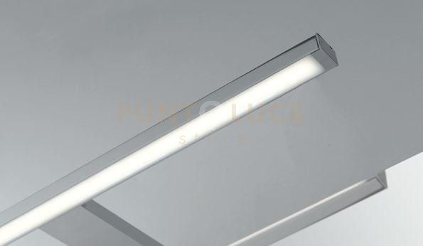 APPLIQUE LED RIVA CROMO FISSAGGIO PARETE E SPECCHIO 8W 770LM 4000K IP44 56X14,7X3CM