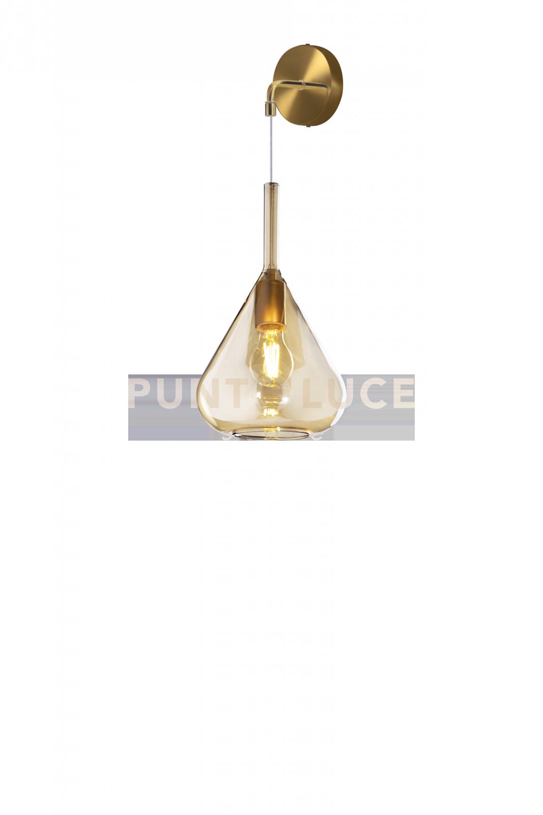 APPLIQUE OTTONE SAT. 1 LUCE VETRO AMBRA 1177OS-A-AM