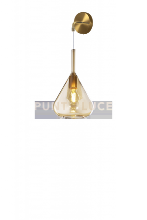 APPLIQUE OTTONE SAT. 1 LUCE VETRO AMBRA 1177OS-A-AM