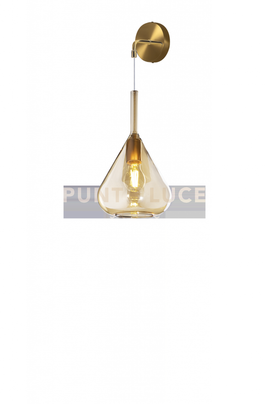 APPLIQUE OTTONE SAT. 1 LUCE VETRO AMBRA 1177OS-A-AM