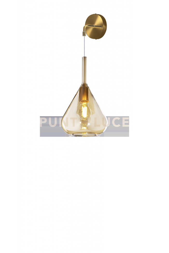 APPLIQUE OTTONE SAT. 1 LUCE VETRO AMBRA 1177OS-A-AM