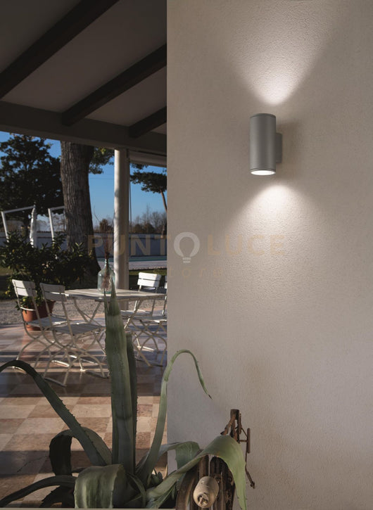 APPLIQUE PER ESTERNI JUBO 2 LUCI ATTACCO GU10 SILVER  H.21,5CM