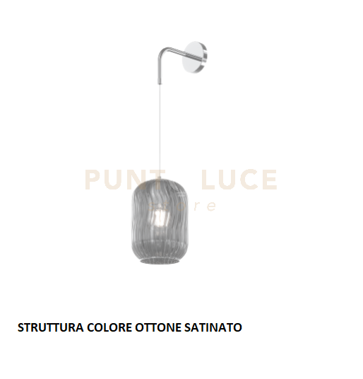 APPLIQUE REGOLABILE OTTONE SAT. 1 LUCE VETRO FUME 1181OS-A-FU
