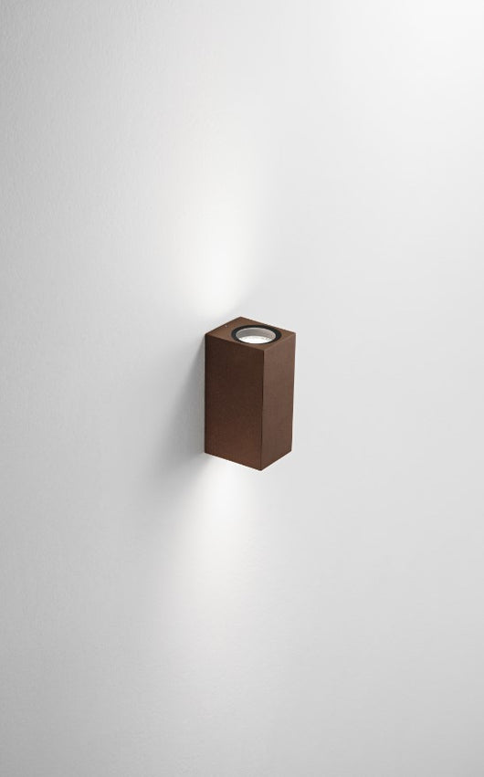 APPLIQUE ZENO SQUARE CORTEN 2 LUCI ATTACCO GU10 IP65 H.15,5CM