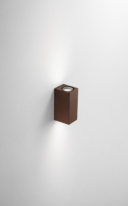 APPLIQUE ZENO SQUARE CORTEN 2 LUCI ATTACCO GU10 IP65 H.15,5CM