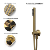 Set per doccia soffione tondo in acciaio inox 250 millimetri finitura oro *** finitura- oro matt satinato, confezione 1