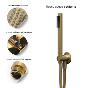 Set per doccia soffione tondo in acciaio inox 250 millimetri finitura oro *** finitura- oro matt satinato, confezione 1