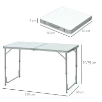 Tavolo Da Campeggio Picnic Pieghevole Portatile 120 x 60 x 54/70 cm