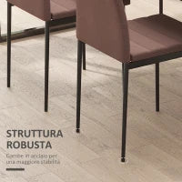 Set 4 Sedie Imbottite per Soggiorno o Sala da Pranzo, Sedie da Cucina Moderne, in Metallo e Tessuto Cachi