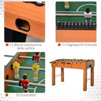 Calcio Balilla Professionale per Adulti e Famiglia, Tavolo Calciobalilla per Adulti, Tavolo da Biliardo Billiardino con 2 Palline, Segnapunti e 22 Giocatori, 122x61x80.7cm