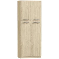 Mobile Contenitore Minimal con 2 Armadietti e Mensole Regolabili, in Legno color Rovere, 59x31x155 cm