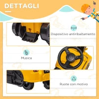 Ruspa Giocattolo 3 in 1 con Volante e Benna di Scavo, 100x43x48.5 cm, Giallo e Nero
