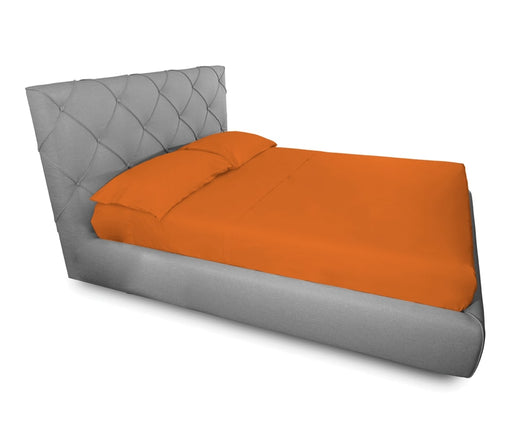 Completo Lenzuola In 100% Cotone In Tinta Unita Made In Italy - Maxi - Arancione