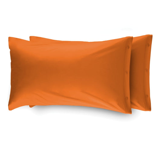 Completo Lenzuola In 100% Cotone In Tinta Unita Made In Italy - Francese - Arancione