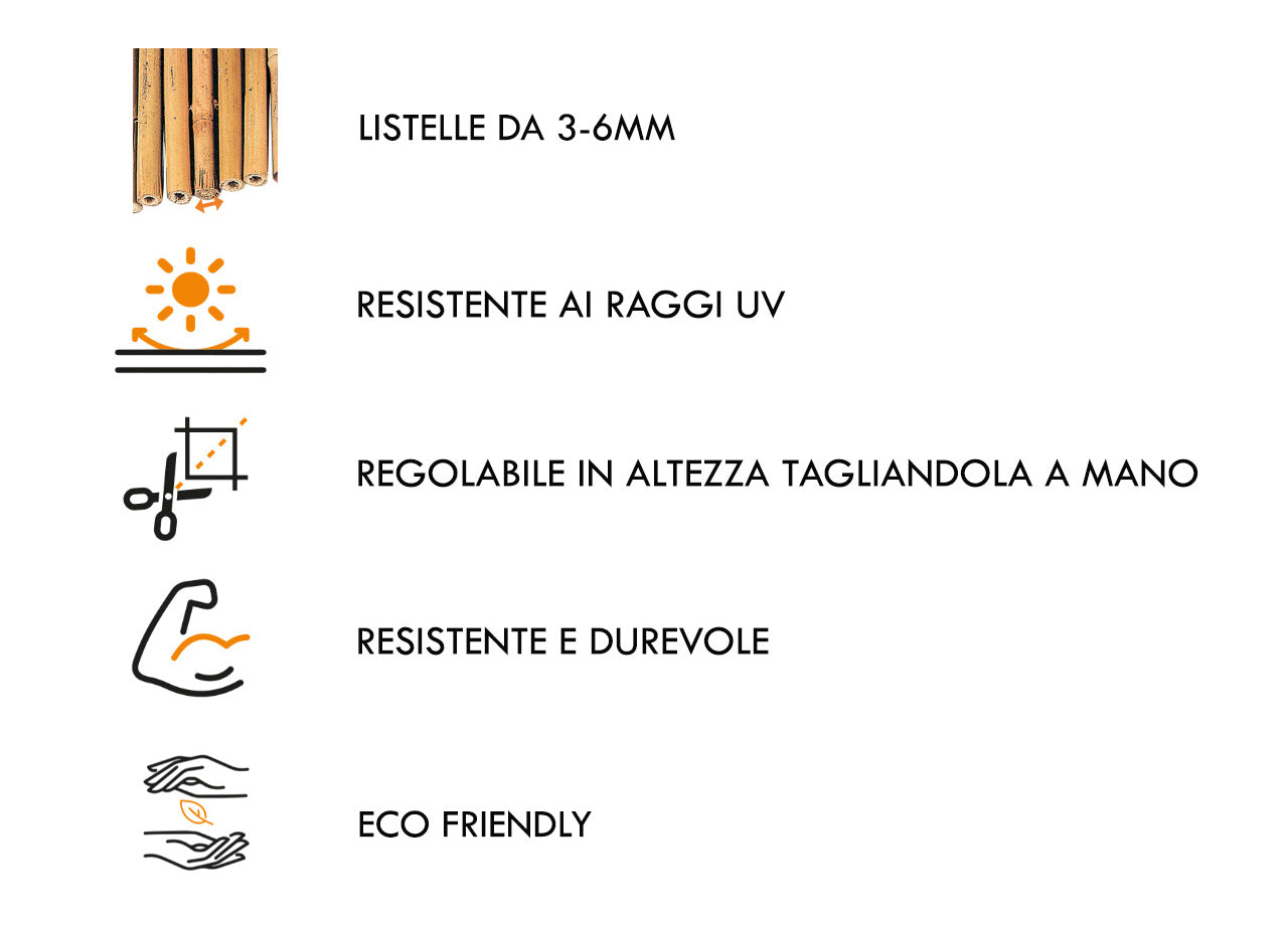 Rotolo Arella Rete Recinzione Canna Bamboo Cannette Frangivista Naturale - 120x300 - Arella
