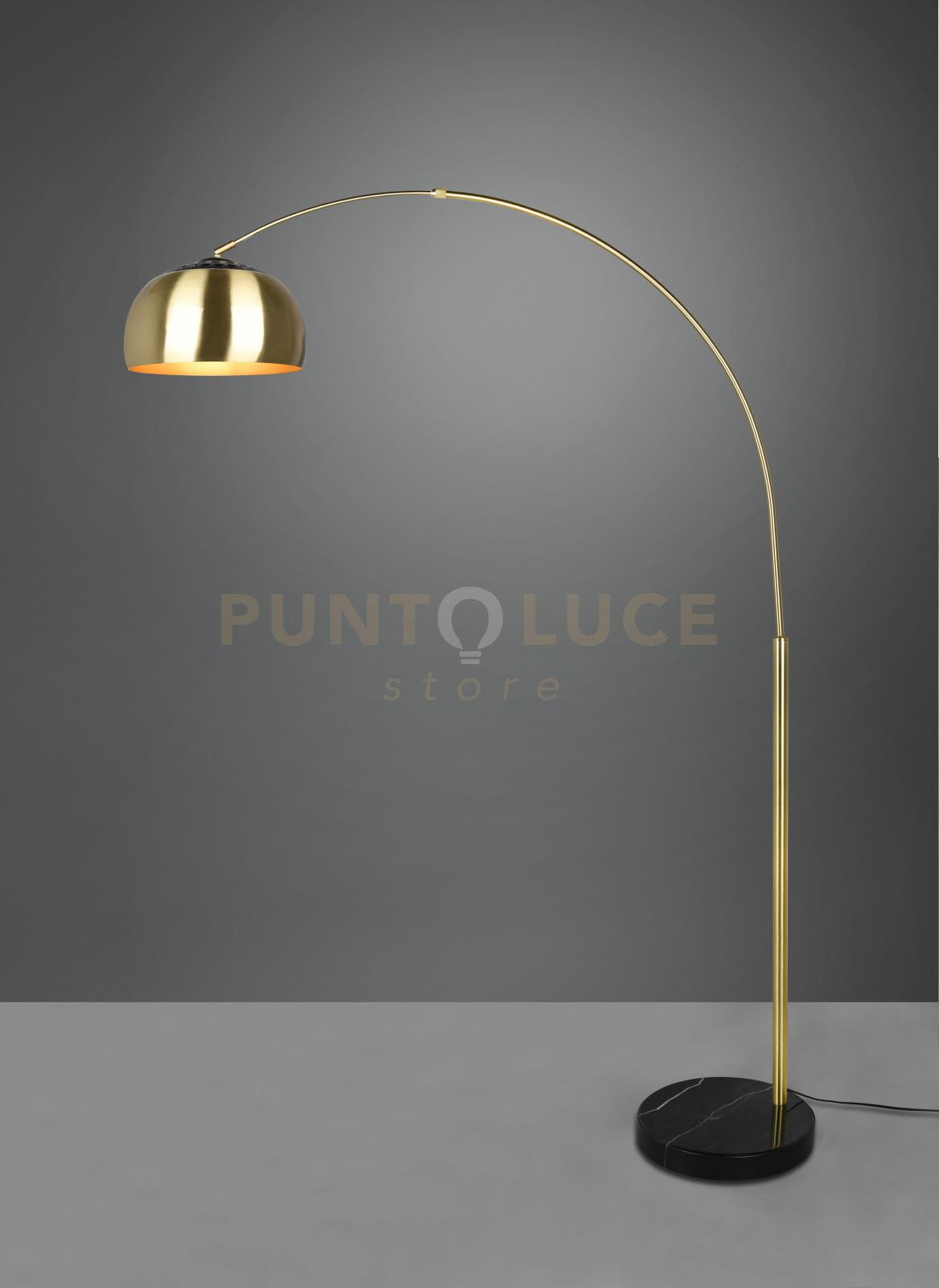 ARGENTINA PIANTANA AD ARCO METALLO OTTONE E NERO E BASE MARMO NERA H. 200CM 1 LUCE ATTACCO E27