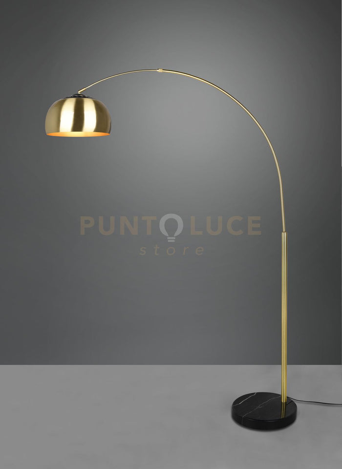 ARGENTINA PIANTANA AD ARCO METALLO OTTONE E NERO E BASE MARMO NERA H. 200CM 1 LUCE ATTACCO E27
