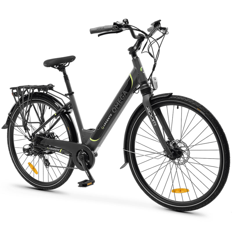 ARGENTO OMEGA (AR-BI-220013) CITY E-BIKE (BLACK) - BICICLETTA ELETTRICA - RUOTE 28"" - MOTORE BAFANG 250W 36V - BATTERIA  36V 10.4AH INTEGRATA - TELAIO IN ALLUMINIO - FORCELLA AMMORTIZZATA - AUTONOMIA FINO AD 70KM