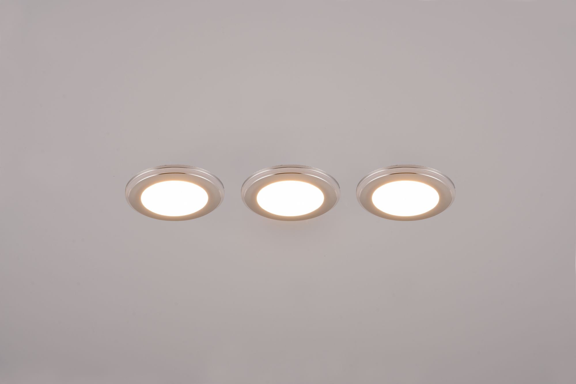 ARGUS KIT 3 FARETTI DA INCASSO LED 1W-4W 350lm, 3000K ROTONDI BORDO CROMATO + FUNZIONE RGB D. 8,2CM DIMMERABILE