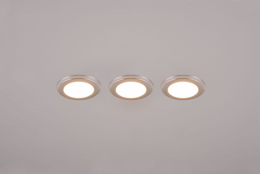 ARGUS KIT 3 FARETTI DA INCASSO LED 1W-4W 350lm, 3000K ROTONDI BORDO CROMATO + FUNZIONE RGB D. 8,2CM DIMMERABILE