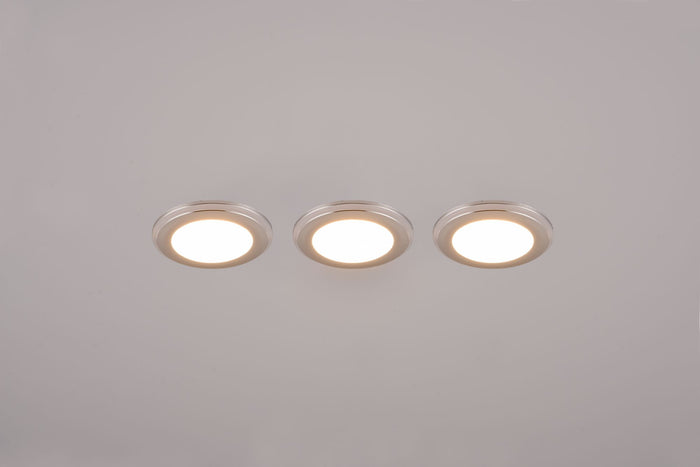 ARGUS KIT 3 FARETTI DA INCASSO LED 1W-4W 350lm, 3000K ROTONDI BORDO CROMATO + FUNZIONE RGB D. 8,2CM DIMMERABILE