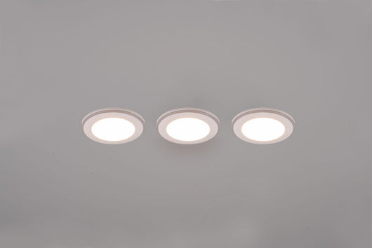 ARGUS KIT 3 FARETTI DA INCASSO LED 1W-4W 350lm, 3000K ROTONDI BORDO BIANCO + FUNZIONE RGB D. 8,2CM DIMMERABILE