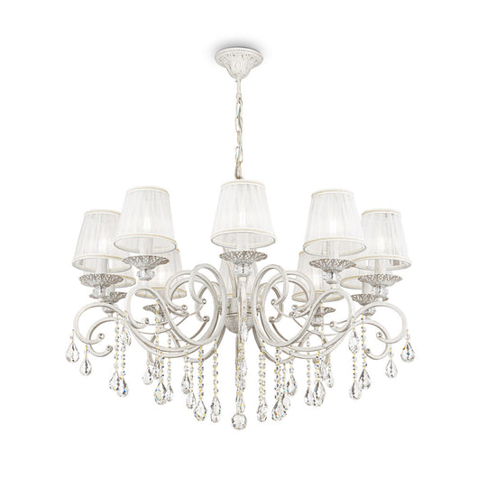 Lampadario Shabby Chic Grace Metallo Bianco 10 Luci