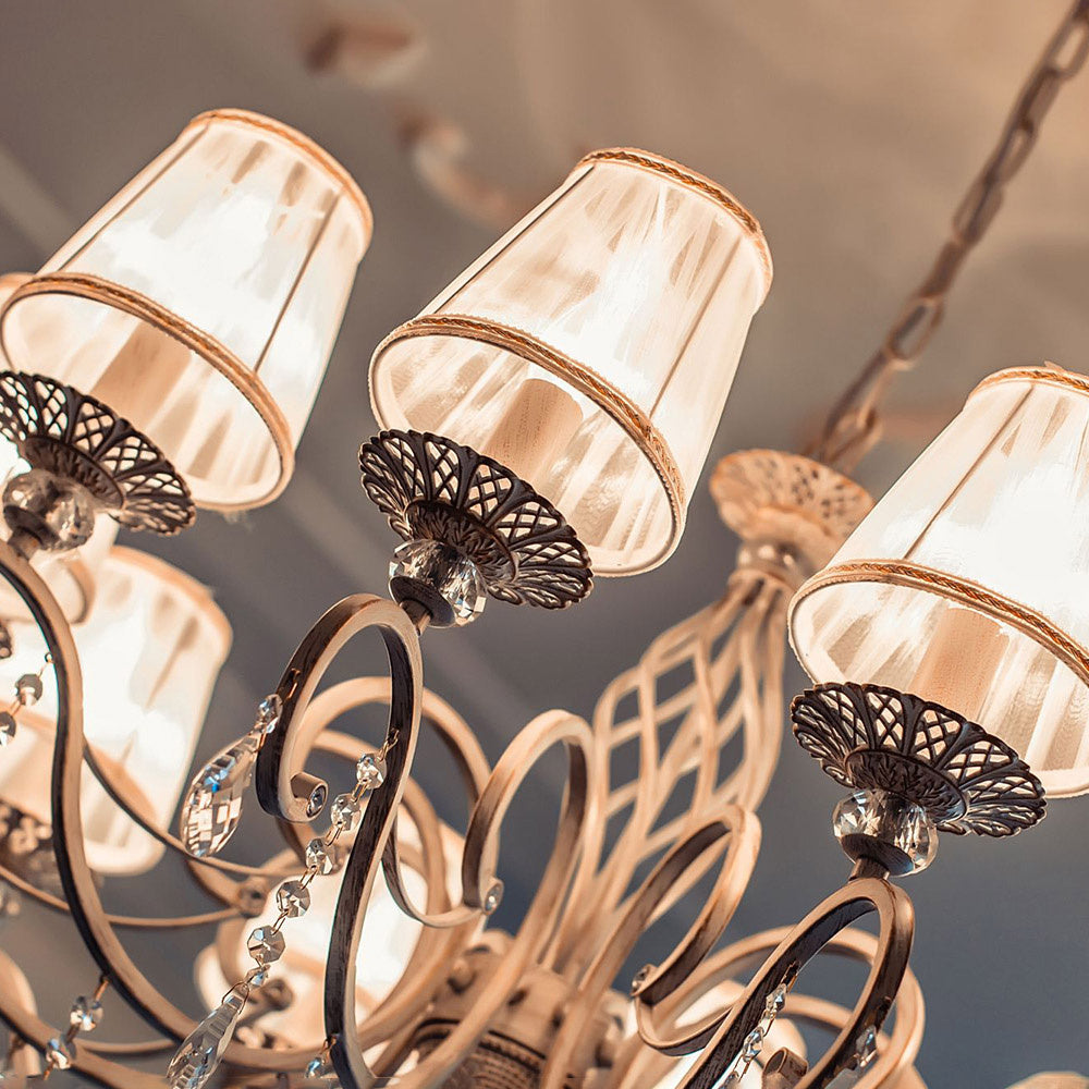 Lampadario Shabby Chic Grace Metallo Bianco 10 Luci