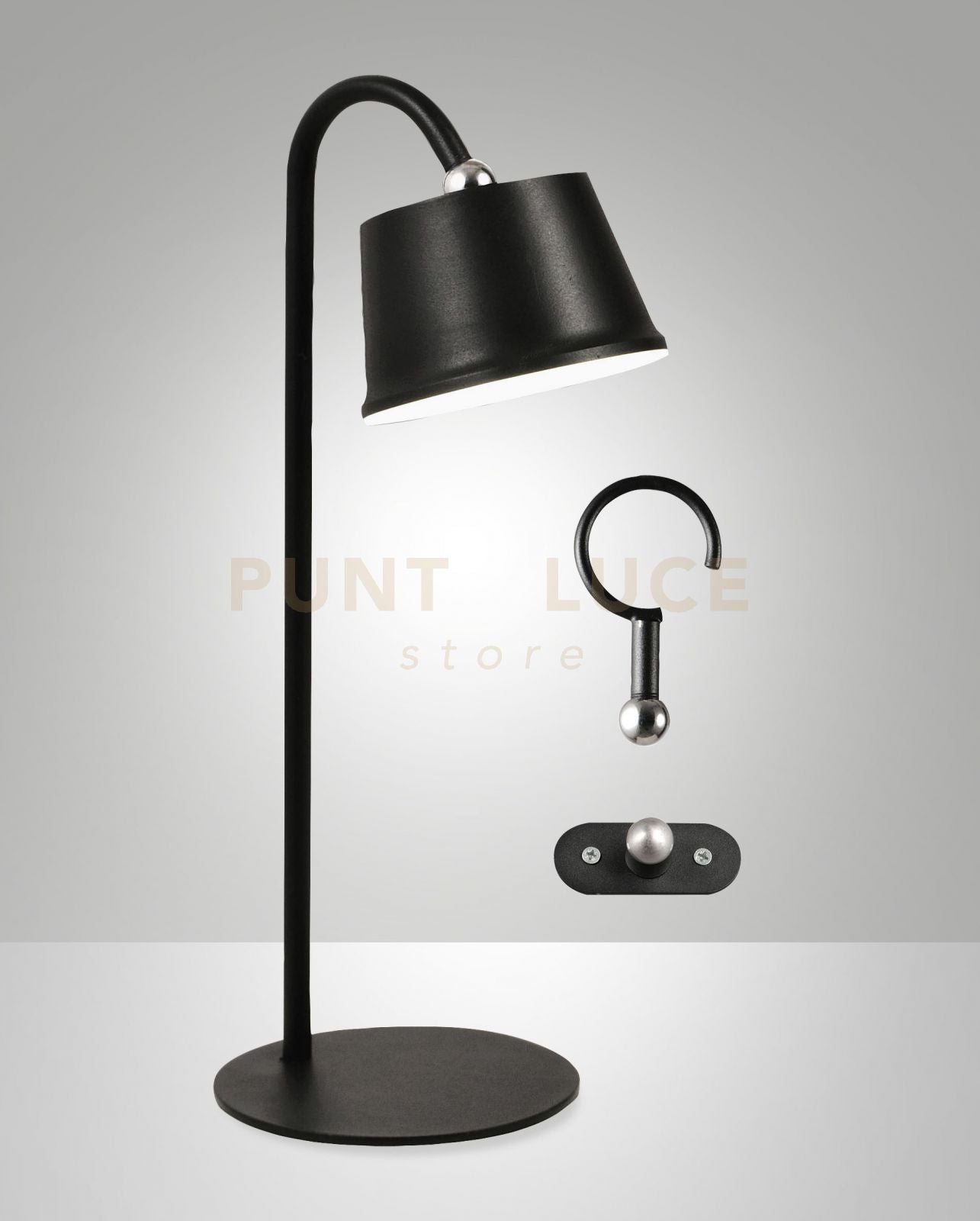 ARMANDA KIT COMPLETO ILLUMINATORE NERO  A LED 3W 3000K 320LM DIMMERABILE E ORIENTABILE RICARICABILE IP54